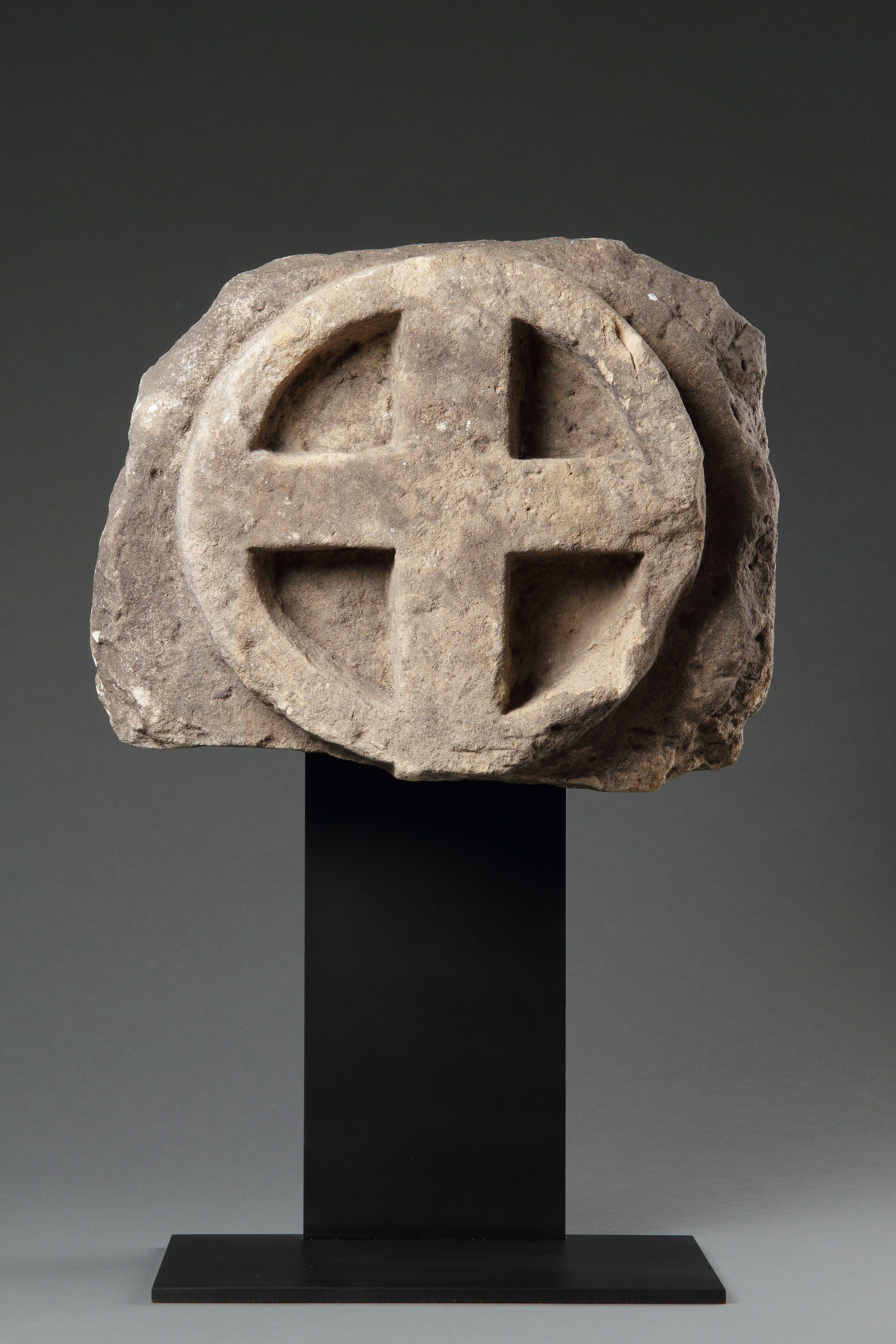 English Saxon Carved Sandstone Cross Slab Perhaps From a Chancel Wall